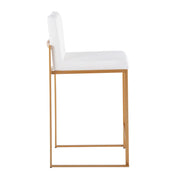 Lumi Source Fuji contemporary high back stylish counter stool with sleek design and dark wood finish, perfect for modern kitchen counters.