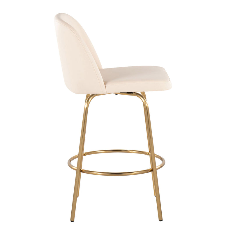 Toriano - Contemporary, Fixed Height Counter Stool With Swivel With Round Footrest (Set of 2) - R&R Furniture Gallery (Fountain Valley, CA)