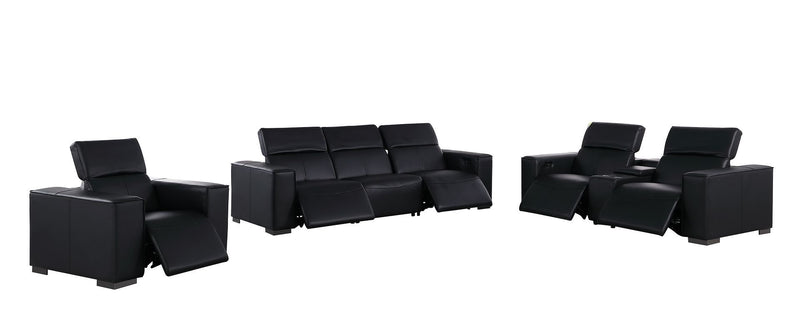 1208 - Modular Leather Set With 5 Power Recliners & Power Headrests