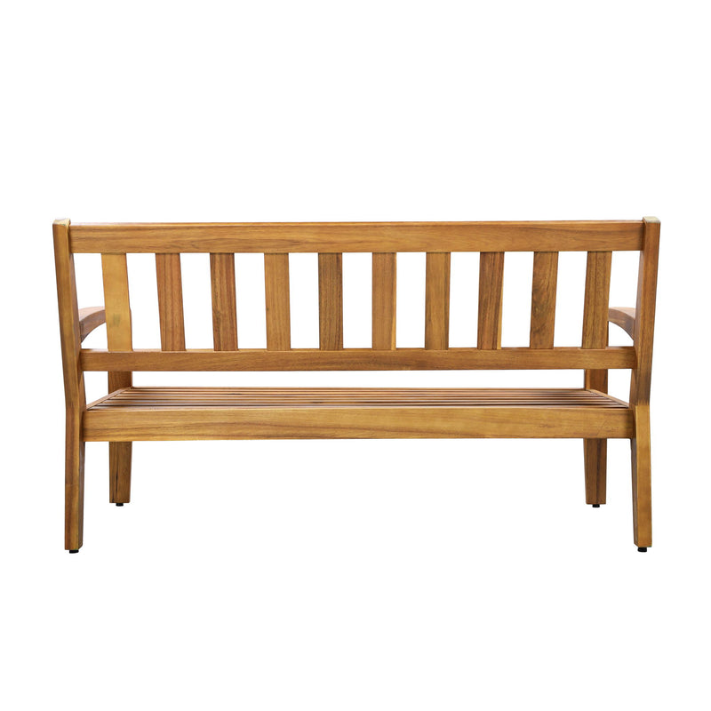 2 Piece Outdoor Conversation Set (Loveseat & Coffee Table With Water-Resistant Cushions) - Dark Blue / Teak - R&R Furniture Gallery (Fountain Valley, CA)