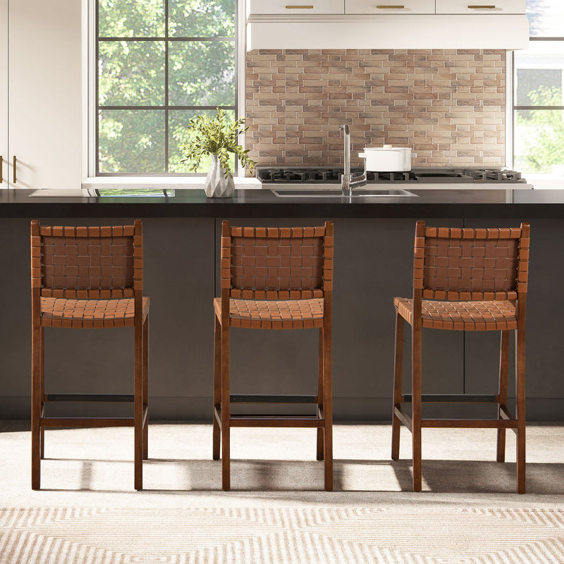 Andre - Counter Stool With Back - Pecan Brown - R&R Furniture Gallery (Fountain Valley, CA)