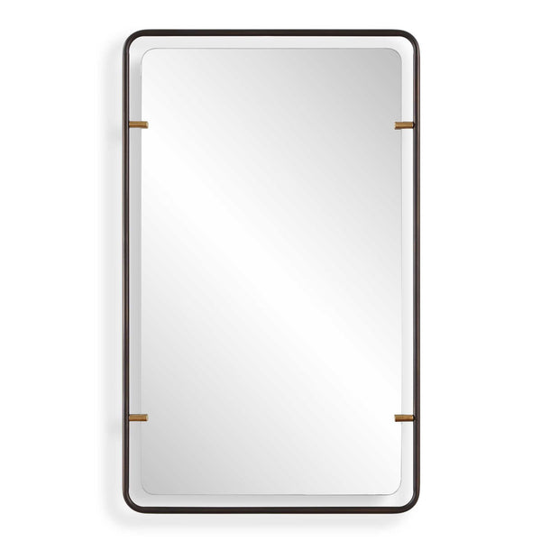 Mirror - Lightly Distressed Bronze With Gold Leaf Accents