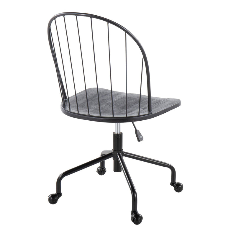 Lumi Source Riley farmhouse adjustable high back office chair in black with padded seat and backrest for comfortable desk seating.