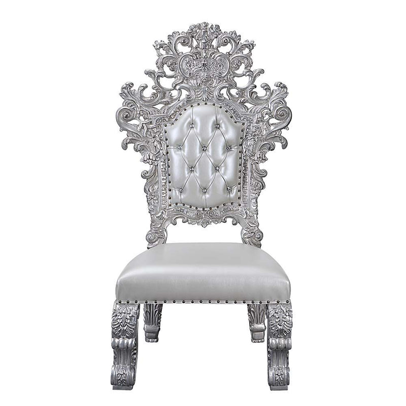 Valkyrie - Side Chair (Set of 2) - Synthetic Leather & Antique Platinum - R&R Furniture Gallery (Fountain Valley, CA)