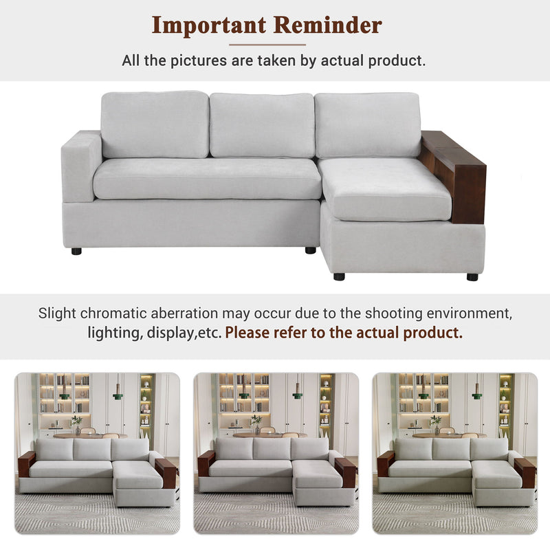 Noble House sectional sofa with upholstered seating and reversible armrests, designed for stylish living room comfort.