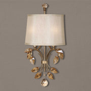 Uttermost Alenya 2 Light Gold Wall Sconce with sleek, modern design and elegant gold finish mounted on a wall.