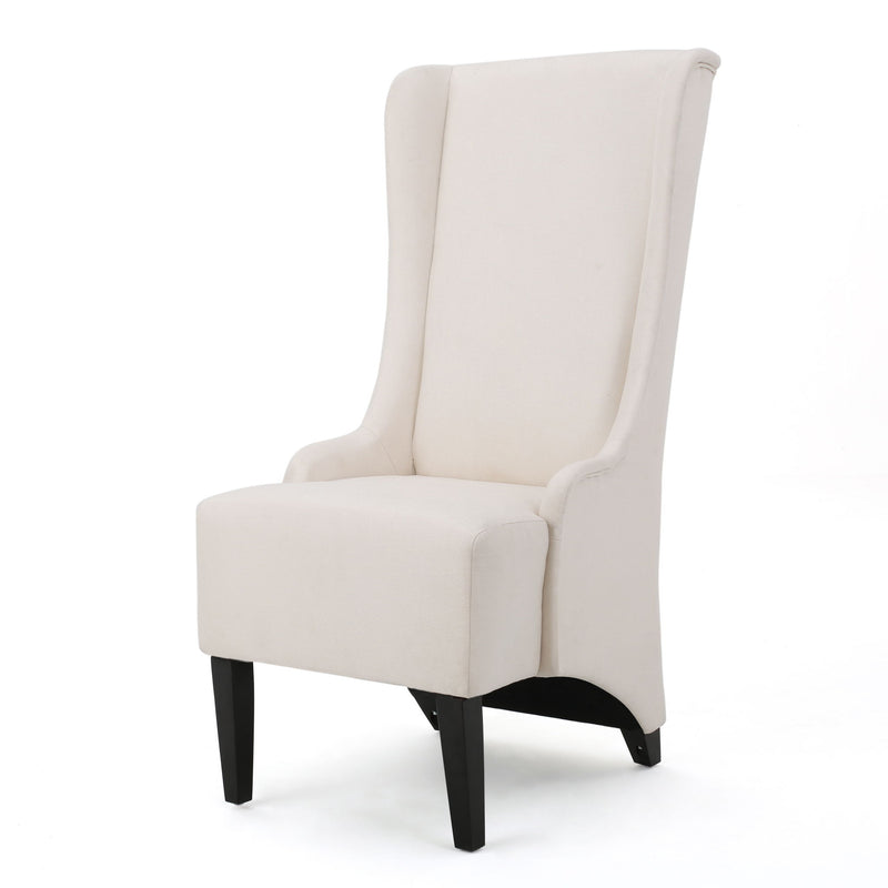 Set of two Noble House upholstered dining chairs with high backs and birch wood legs, perfect for modern dining rooms.