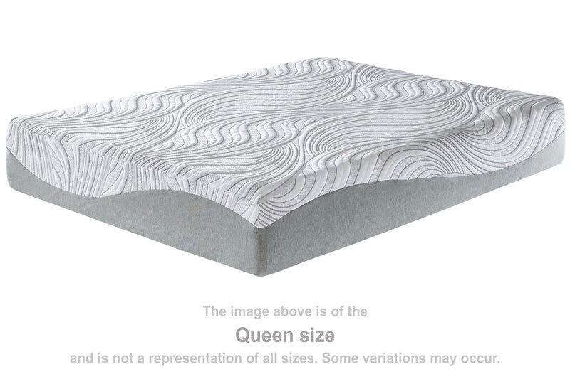 Sierra Sleep® by Ashley 8-inch Bonnell Hybrid Mattress showing a close-up of the mattress surface with quilted top and hybrid construction