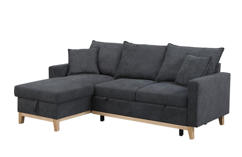 Colton - Reversible Sleeper Sectional Sofa With Storage Chaise - Dark Gray - R&R Furniture Gallery (Fountain Valley, CA)