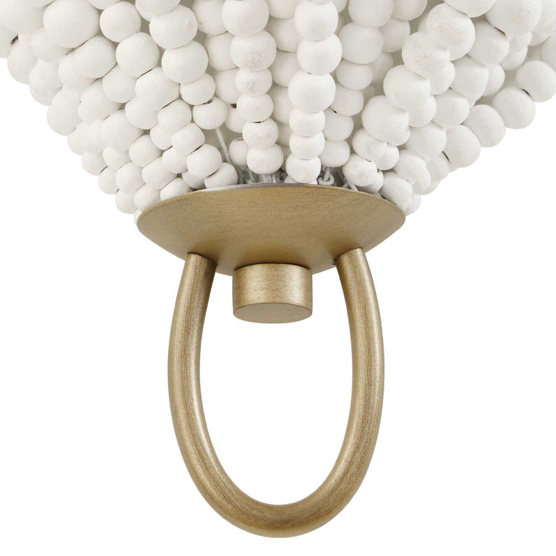 Uttermost Biddeford 1-light beaded sconce with gold finish and white accents, featuring a stylish, elegant wall-mounted light fixture.