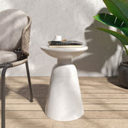 Modern metal outdoor end table by Noble House, large size with sleek design, ideal for patio or garden decor.