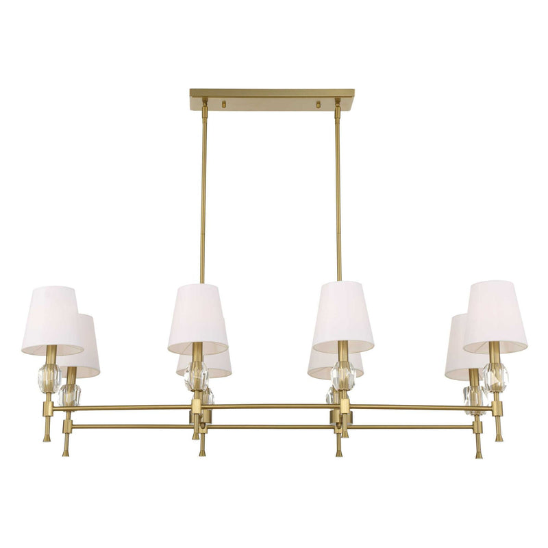 Uttermost Arques 8-light linear chandelier with white and gold finish, featuring sleek modern design and elegant lighting fixtures.