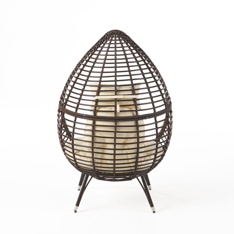 Cutter Teardrop Patio Chair With Water Resistant Cushion - Multi / Brown / Beige - R&R Furniture Gallery (Fountain Valley, CA)