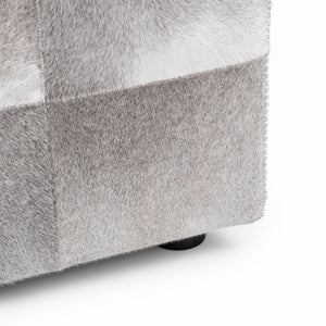 Square Sparrow Gray upholstered ottoman from Classic Home's Landyn collection with plush fabric and sturdy wooden legs.