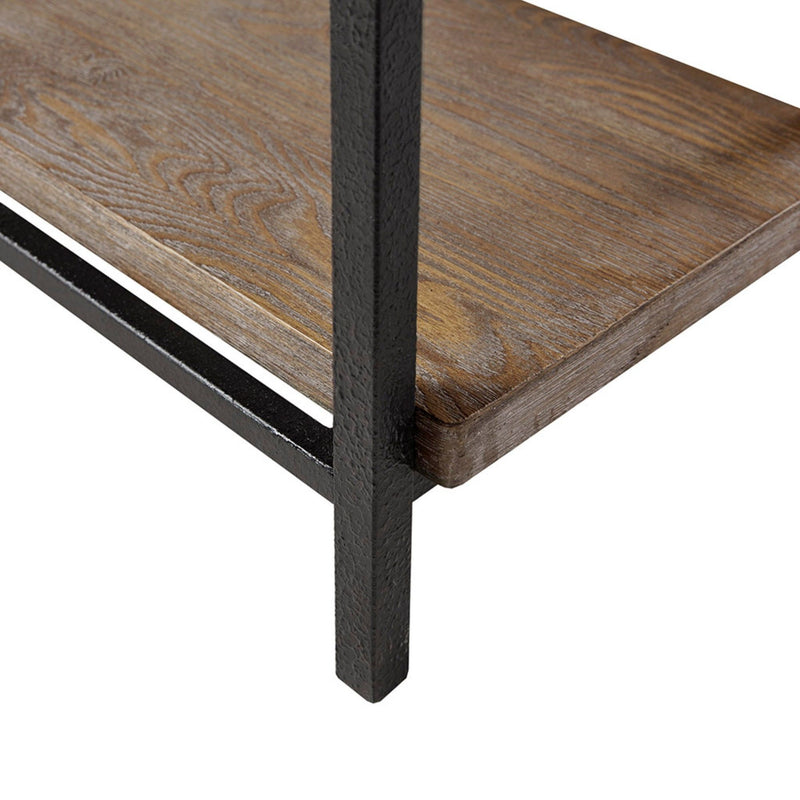 Industrial Style Metal Frame Accent Desk With Side Shelving - Gray - R&R Furniture Gallery (Fountain Valley, CA)