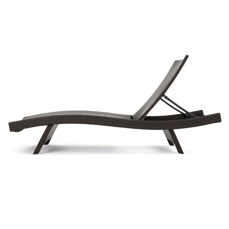 Mysticism Outdoor Chaise Lounge With Adjustable Backrest And Foldable Legs - Brown Multi - R&R Furniture Gallery (Fountain Valley, CA)