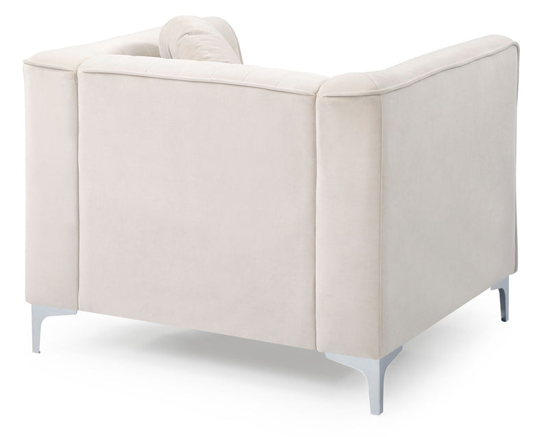 Contemporary sloped armchair by Glory Furniture with plush upholstery and modern design, shown in a stylish living room setting.
