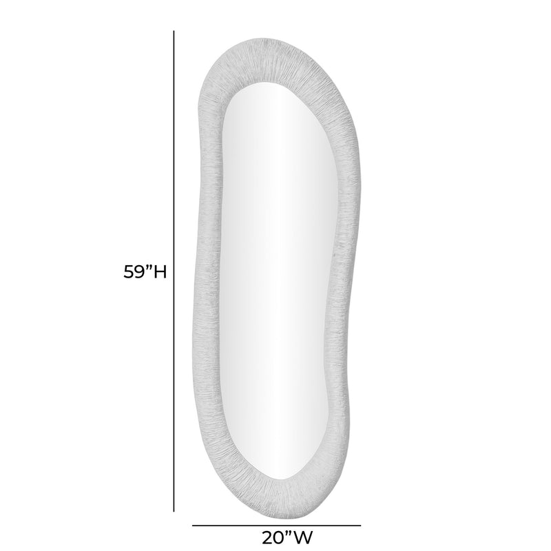 TOV Furniture Orpheus 20x59 inch ribbed faux stone floor mirror with sleek frame and modern design for stylish home decor.