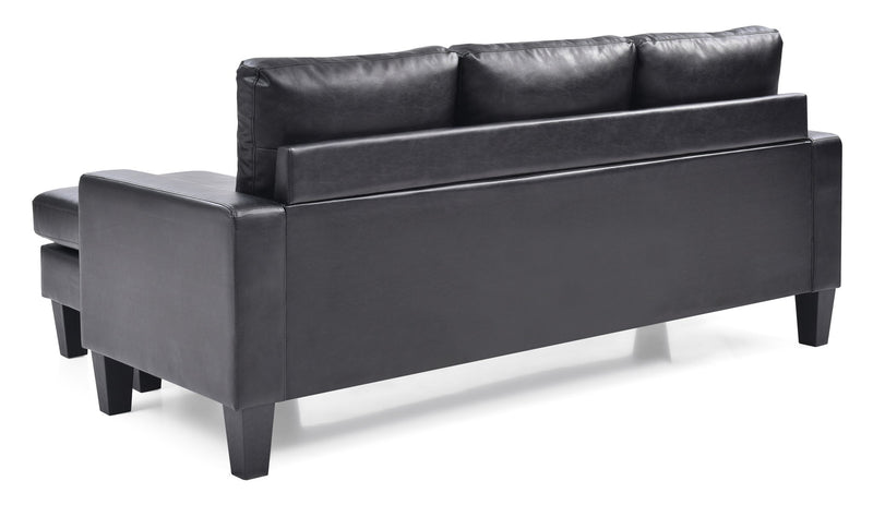 Glory Furniture Jenna stationary sectional sofa with chaise, featuring plush cushions and modern design in a cozy living room setting.