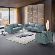Mesut - Loveseat - Sage Green Top Grain Leather & Black - R&R Furniture Gallery (Fountain Valley, CA)