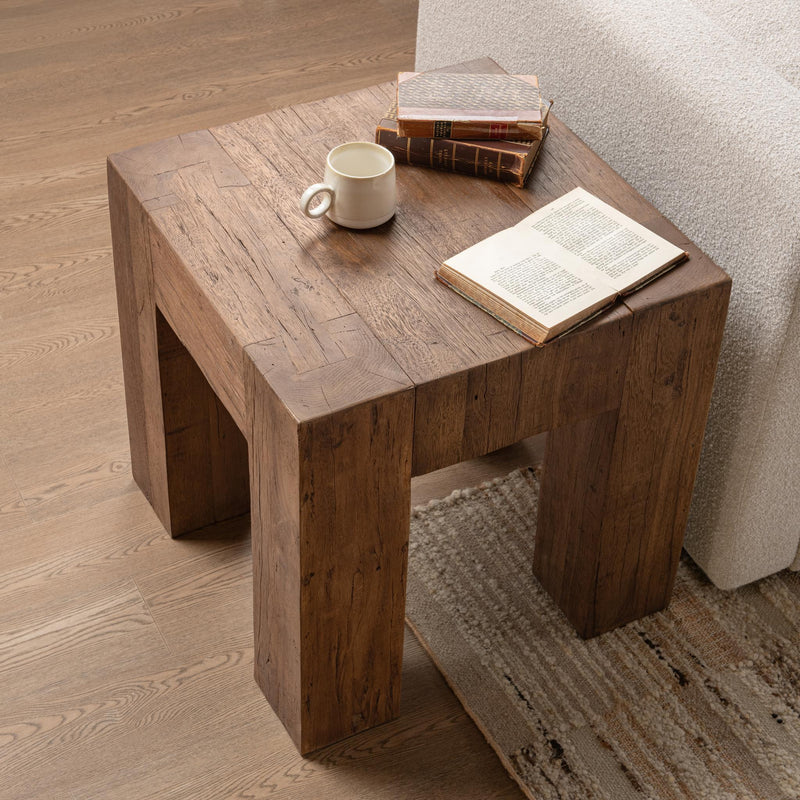Classic Home Montera coffee table with a wooden top and metal legs, showcasing a modern industrial style.