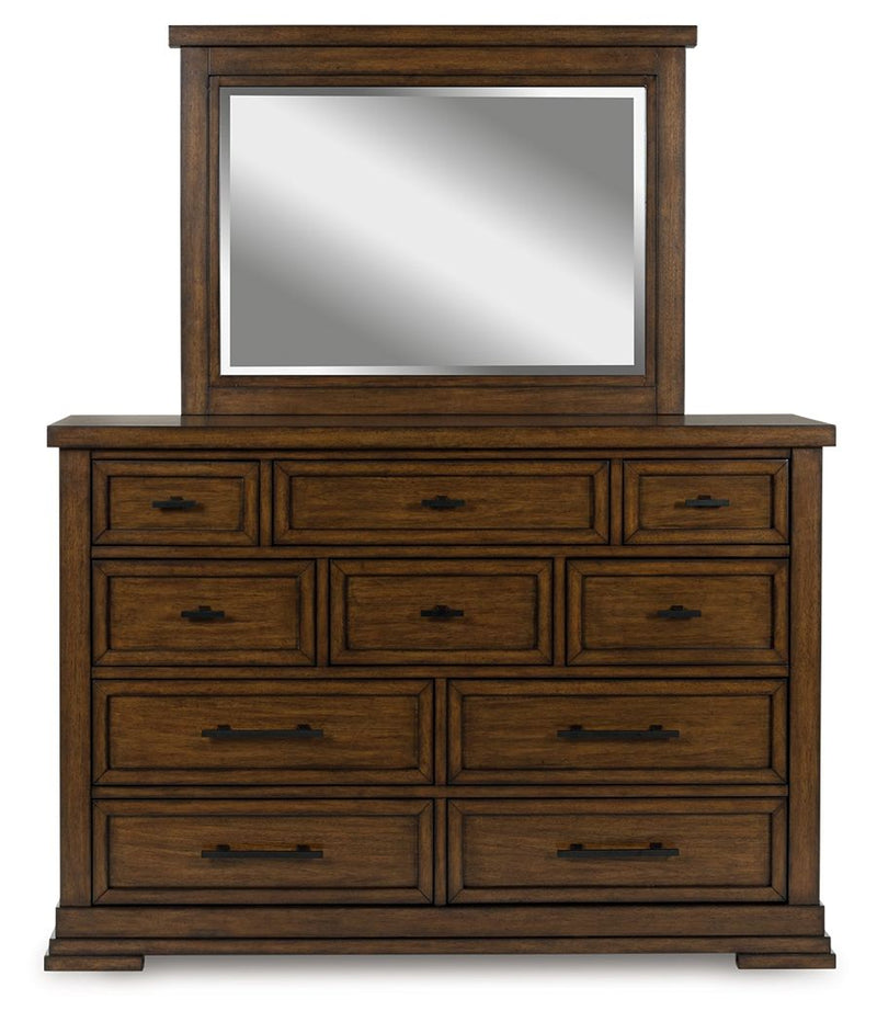 Taffenbrook - Dresser And Mirror - Medium Brown - R&R Furniture Gallery (Fountain Valley, CA)