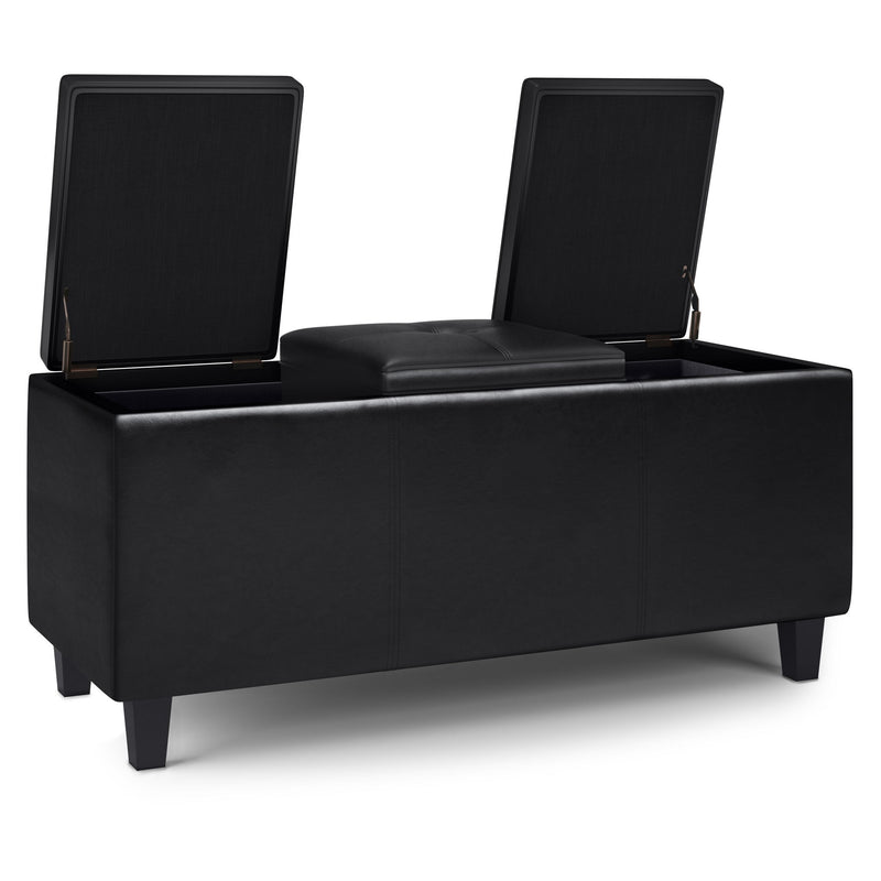 Avalon - Tray Storage Ottoman With Lift Up Lids - Midnight Black - R&R Furniture Gallery (Fountain Valley, CA)