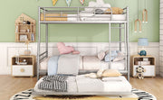Steel construction bunk bed by DreamHaus featuring sturdy metal frame and ladder, ideal for space-saving sleeping arrangements.