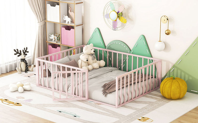Metal Floor Bed Frame With Fence And Door - R&R Furniture Gallery (Fountain Valley, CA)