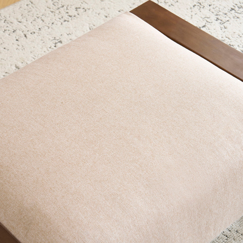 Sleek And Stylish Ottoman Polyester With Rubberwood Legs - Beige - R&R Furniture Gallery (Fountain Valley, CA)