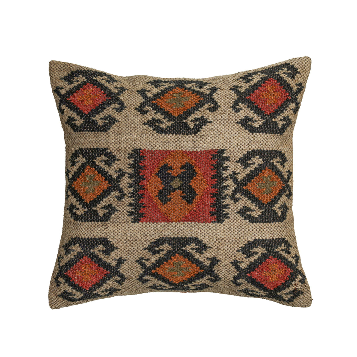 Terra - 20" Square Wool and Jute Kilim Throw Pillow (Cover) - Clay - R&R Furniture Gallery (Fountain Valley, CA)