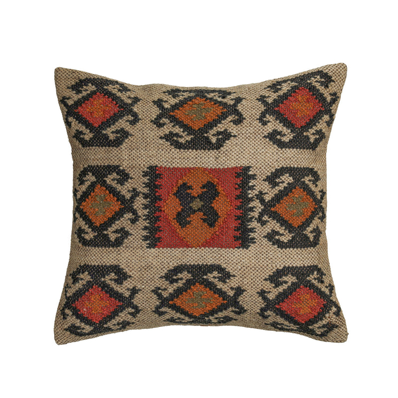 Terra - 20" Square Wool and Jute Kilim Throw Pillow (Cover) - Clay - R&R Furniture Gallery (Fountain Valley, CA)