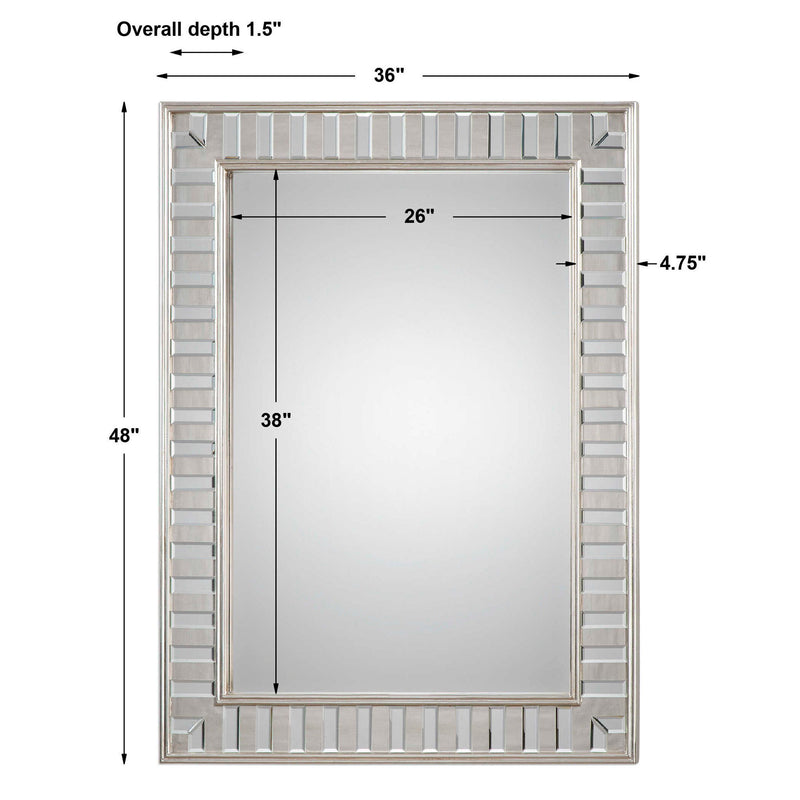 Uttermost Lanester Leaf Silver Wall Mirror featuring a decorative leaf-shaped silver frame for stylish wall decor.