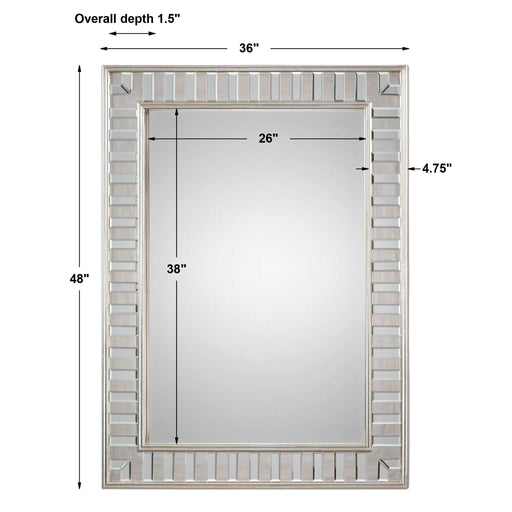 Uttermost Lanester Leaf Silver Wall Mirror featuring a decorative leaf-shaped silver frame for stylish wall decor.