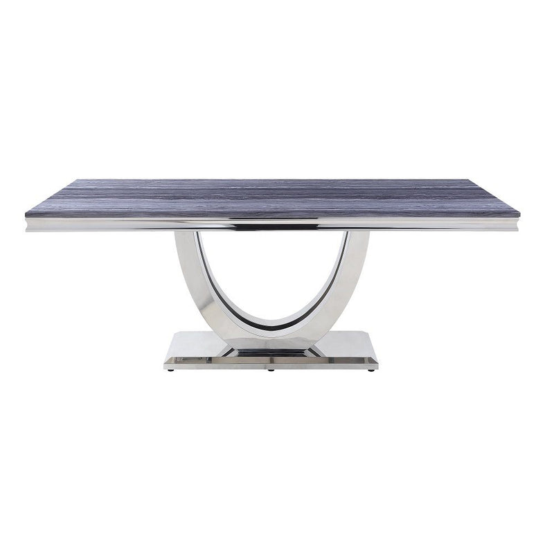 Cambrie - Dining Table With Engineered Stone Top - Engineered Stone Top & Mirrored Silver - R&R Furniture Gallery (Fountain Valley, CA)