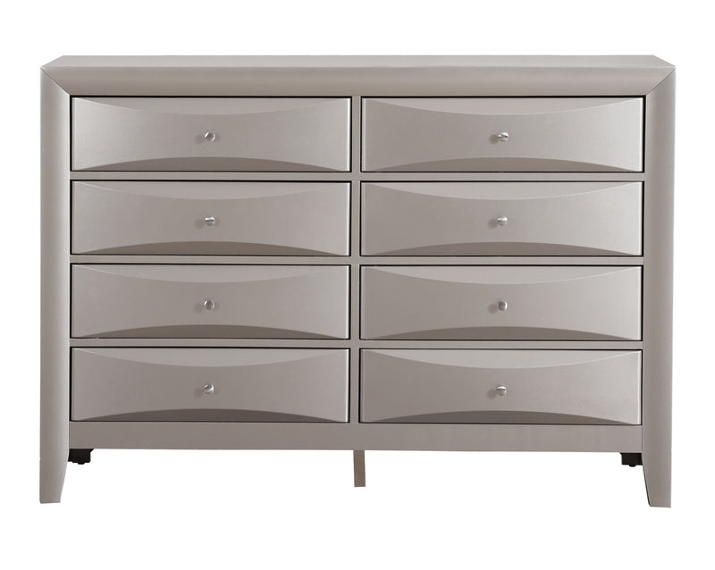 Glory Furniture Marilla dresser with multiple drawers in a modern wooden finish, showcasing sleek storage design.