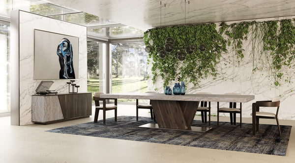 Cairo - Modern Grey Elm and White/Grey Marble Pattern Buffet