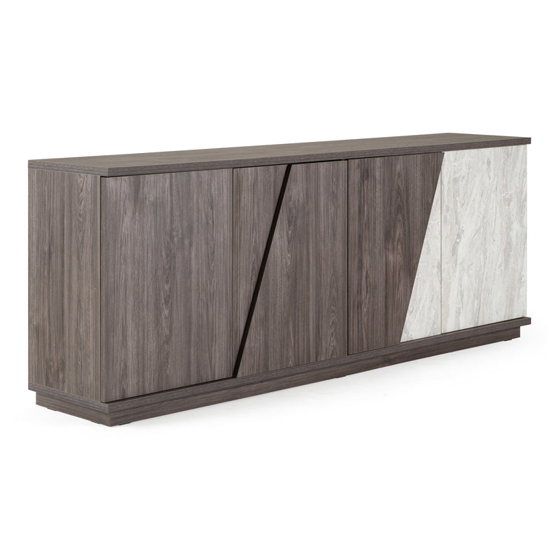 Cairo - Modern Grey Elm and White/Grey Marble Pattern Buffet — view 3