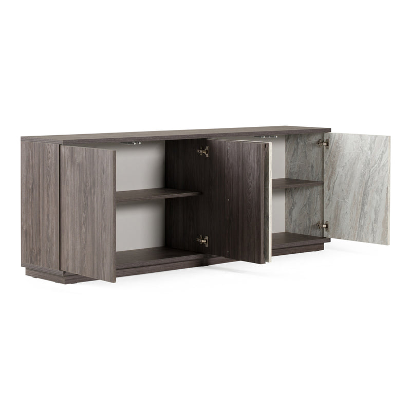 Cairo - Modern Grey Elm and White/Grey Marble Pattern Buffet — view 4