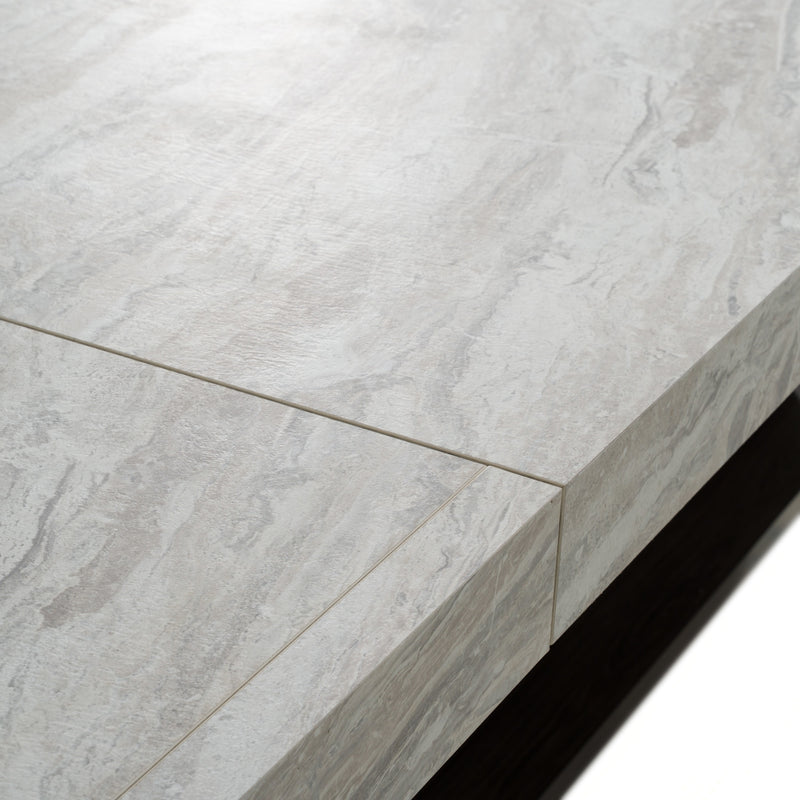 Cairo - Italian Modern Faux Marble & Pecan Elm Extendable Dining Table — view 3