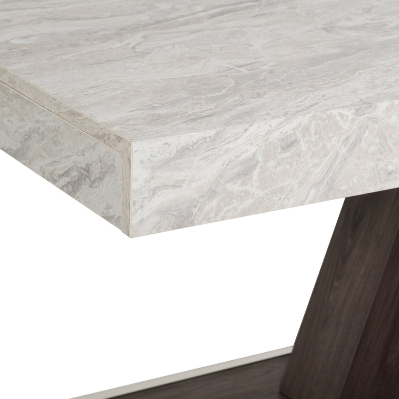 Cairo - Italian Modern Faux Marble & Pecan Elm Extendable Dining Table — view 4