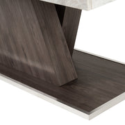 Cairo - Italian Modern Faux Marble & Pecan Elm Extendable Dining Table — view 5