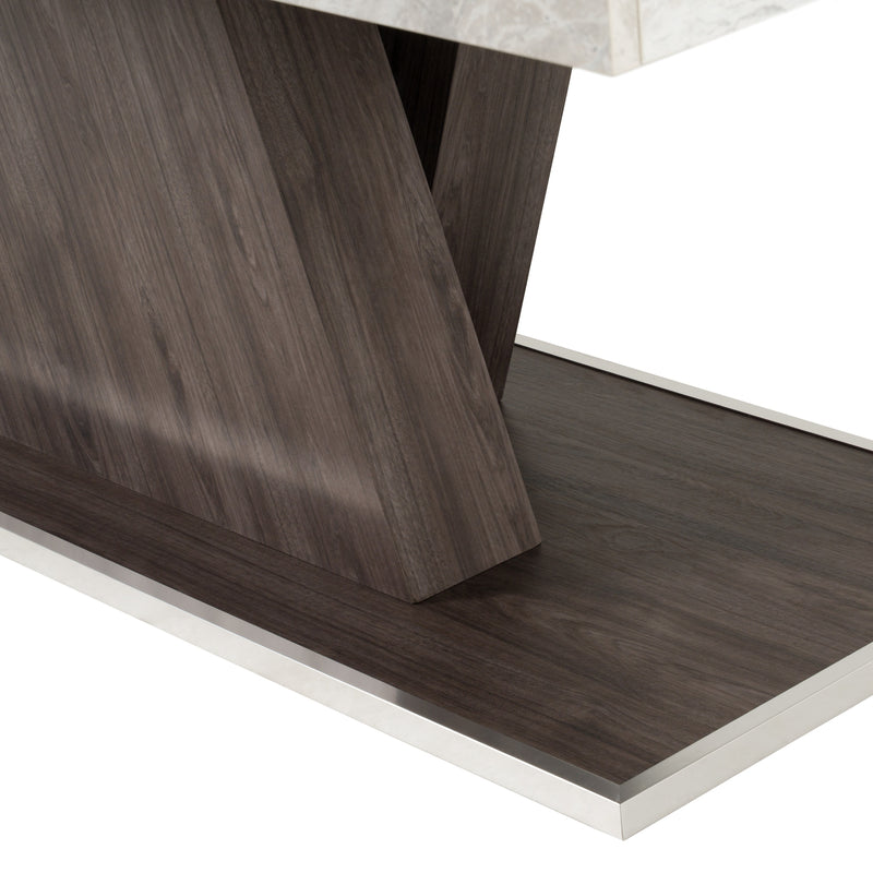 Cairo - Italian Modern Faux Marble & Pecan Elm Extendable Dining Table — view 5