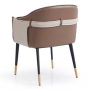 Calderon - Modern Brown & Beige Vegan Leather Dining Chair — view 5