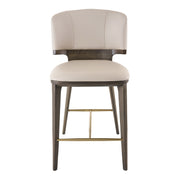Calvary - Mid-Century Modern Beige Vegan Leather + Grey Ash Counter Chair — view 3