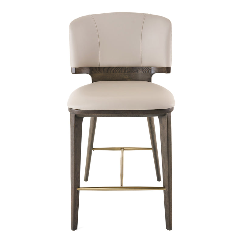 Calvary - Mid-Century Modern Beige Vegan Leather + Grey Ash Counter Chair — view 3