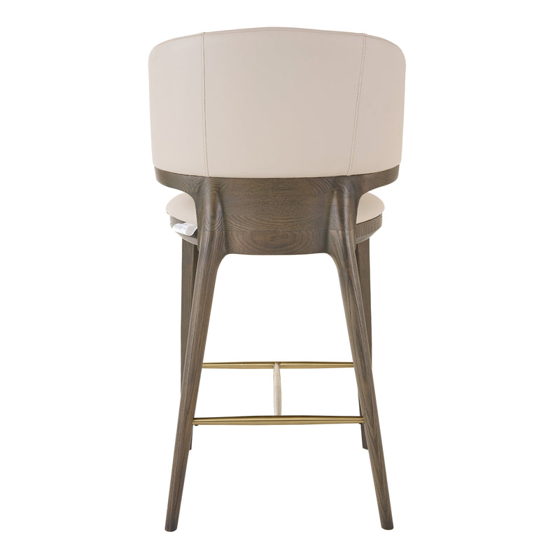 Calvary - Mid-Century Modern Beige Vegan Leather + Grey Ash Counter Chair — view 5