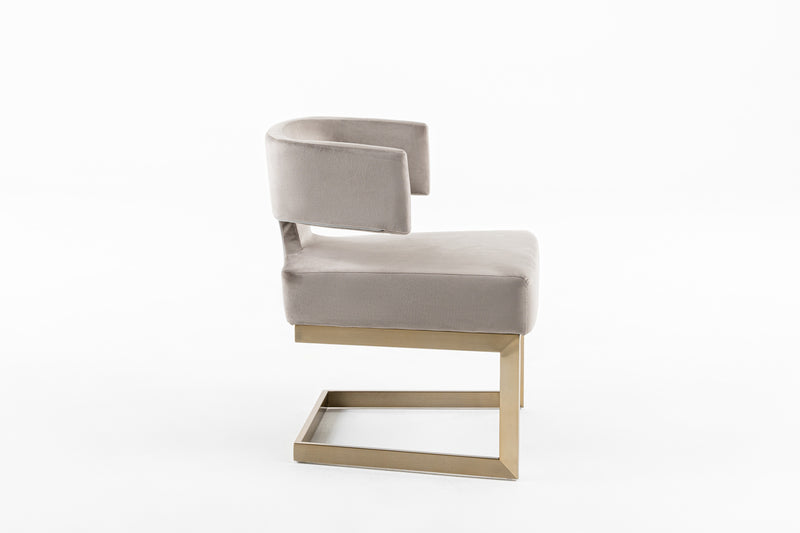 Calvo Modern Off-White Velvet & Brass Dining Chair — view 2