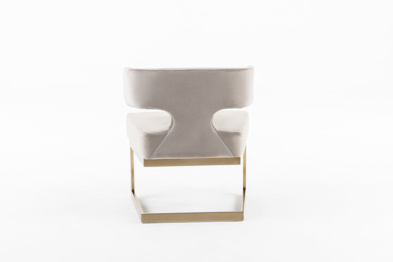 Calvo Modern Off-White Velvet & Brass Dining Chair — view 3