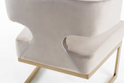 Calvo Modern Off-White Velvet & Brass Dining Chair — view 4